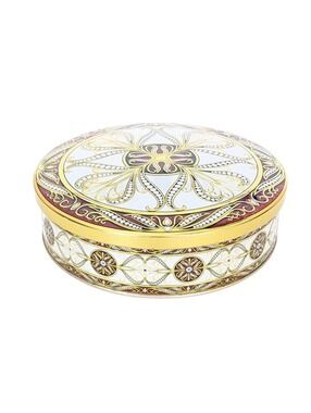 Vintage Daher England Round Decorative Metal Tin with Ornate Design